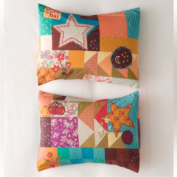Urban Outfitters Home Quirky Patchwork Pillow Sham Set Hippie New Standard Size - Picture 2 of 6